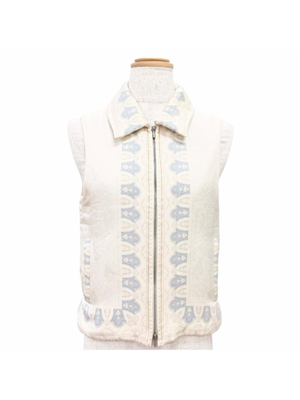 Hermes Vintage Silk 100% Martin Margiela Era Zip Up Vest Ivory Gray French